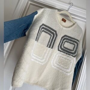 POL Sweater with Denim Sleeves